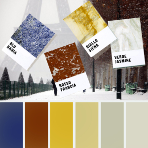 The colors of marble: snowy metropolis and winter shades